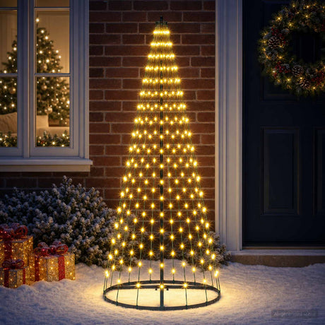 Vidaxl led kerstboom 165 cm 270 led's warmwit ijzer zwart