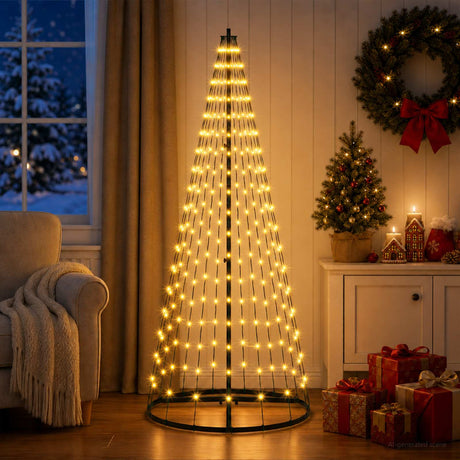 Vidaxl led kerstboom 165 cm 270 led's warmwit ijzer zwart