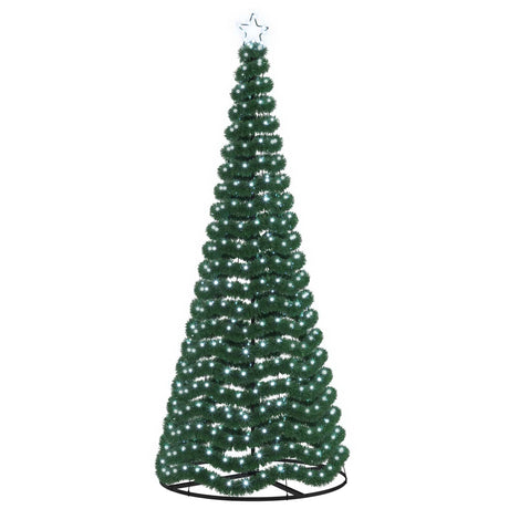 Vidaxl led-tinselkerstboom met voet ekenas 250 cm 370 led's koel wit