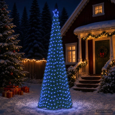 Vidaxl led-tinselkerstboom met voet ekenas 300 cm 475 led's blauw