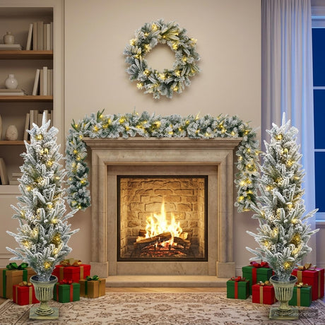 Vidaxl mini kerstboom 120 cm 275 led's warmwit pvc en pe groen en wit