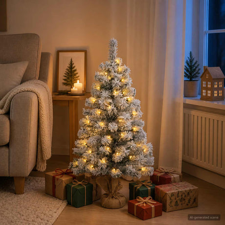 Vidaxl mini kerstboom besneeuwd 90 cm 50 led's warmwit pvc