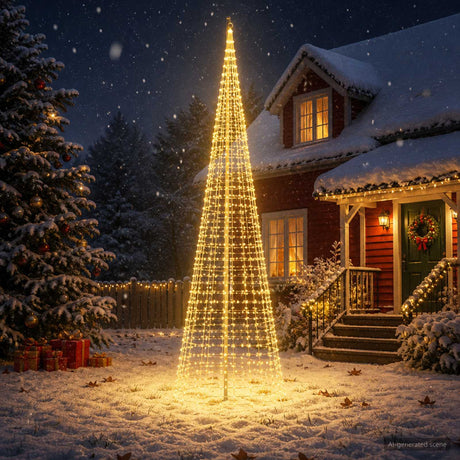 Vidaxl kerstboomverlichting met grondpen en vlaggenmast 500 cm