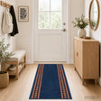 Vidaxl tapijtloper flornes geweven blauw diamanten 100 x 400 cm pp