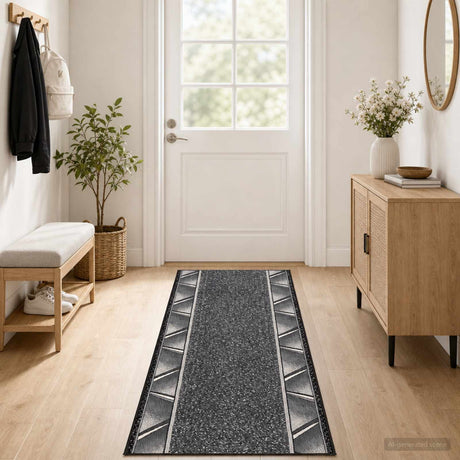 Vidaxl tapijtloper flornes geweven grijs zigzag 100 x 150 cm pp 7 mm