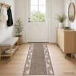 Vidaxl tapijtloper flornes geweven taupe zigzag 67 x 350 cm pp 7 mm