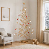 Vidaxl houten kerstboom 240 cm bamboe en massief grenenhout bruin