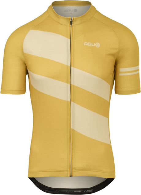 Agu diagonal stripes - fietsshirt heren - wielrenshirt - ademend - ykk-ritssluiting - siliconen gripper - 3 achterzakken - bruin - xl
