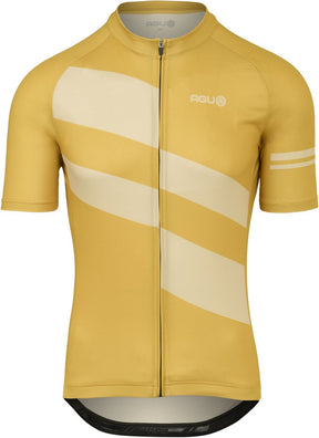 Agu diagonal stripes - fietsshirt - wielrenshirt - heren - bruin - m - ykk-ritssluiting - siliconen gripper - 3 achterzakken