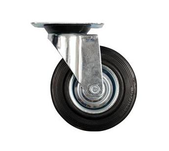 Vorel wiel torsie zwart rubber 75mm