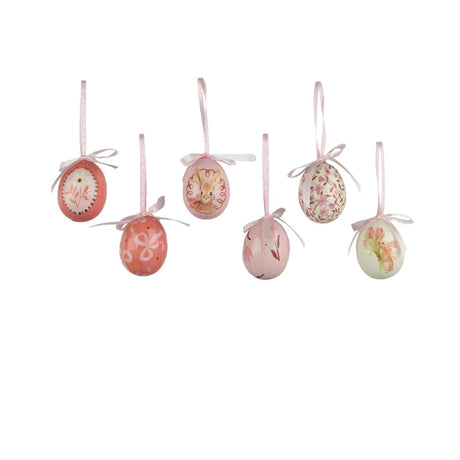 Decoris hangdecoratie ei foam ø4xh6cm 6 stuks in verpakking