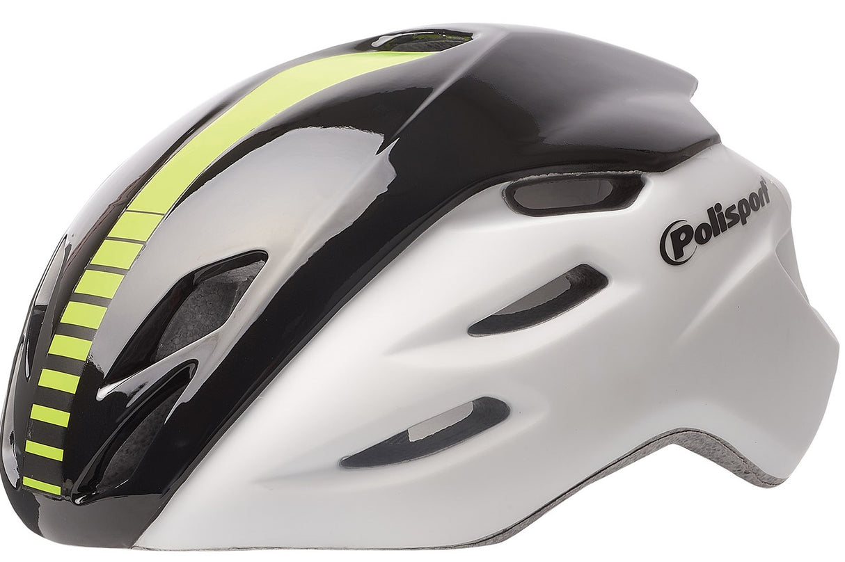 PoliSport Helm Aero Road Mat White Gloss Black Amarillo L 58-61 cm