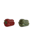 Decoris decoratie groente paprika porselein 11,5x8x9cm 2 assorti