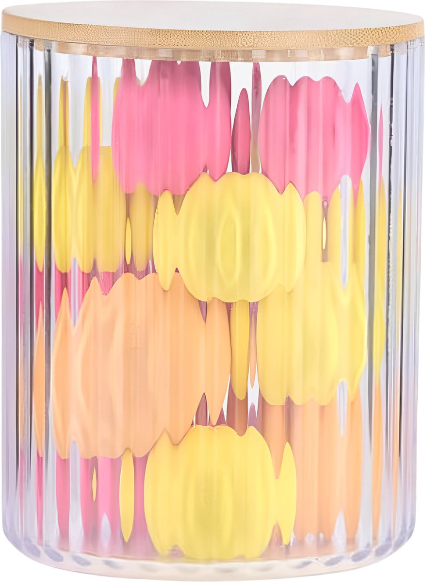 Touch of beauty wattenhouder bamboe - ø9,5x13,5 cm - wattendispenser - transparant