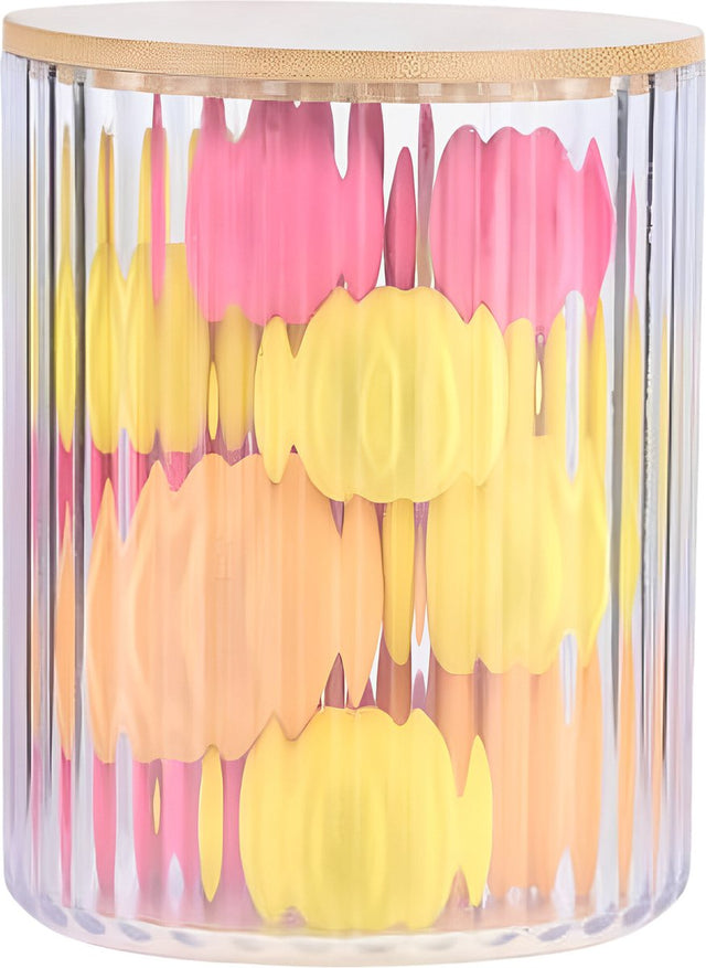 Touch of beauty wattenhouder bamboe - ø9,5x13,5 cm - wattendispenser - transparant