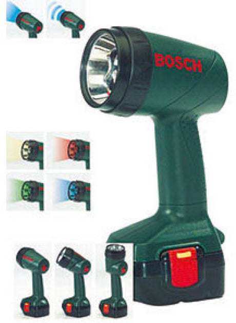 Klein toys bosch mini speelgoed lamp - 9,5x6,4x18 cm - kan 90 graden draaien - incl. verstelbare ring licht in vier kleuren en knipperlicht - groen