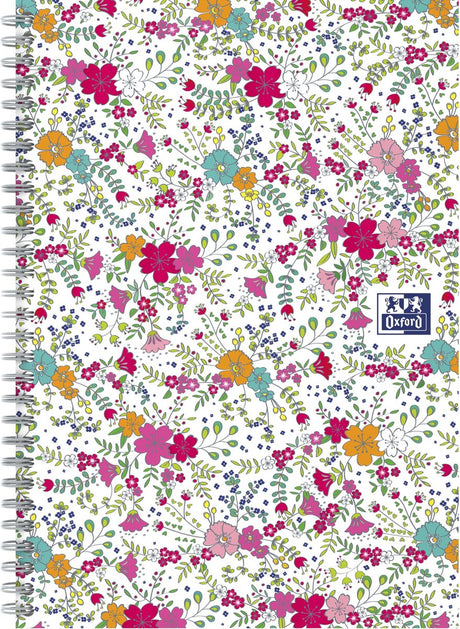 Oxford floral - schrijfblok - b5 - lijn - 120 pagina's - hardcover notitieboek - wit