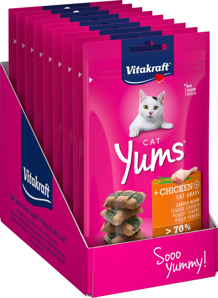 Vitakraft cat yums - kip kattengras - 9x40 gram