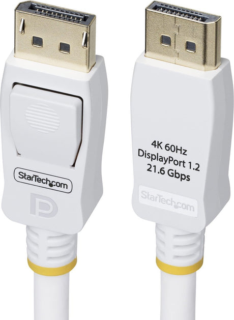 Startech .com 1,8m vesa gecertificeerde displayport 1.2 kabel, wit, 4k 60hz, vergrendelbare dp connectors, dp 1.2 kabel