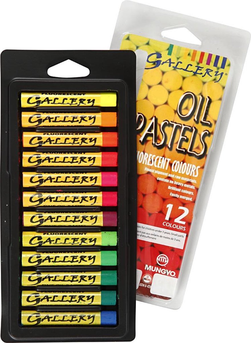 Creativ company gallery oliepastel, dikte 1 cm, neon kleuren, neon, 12 assorti