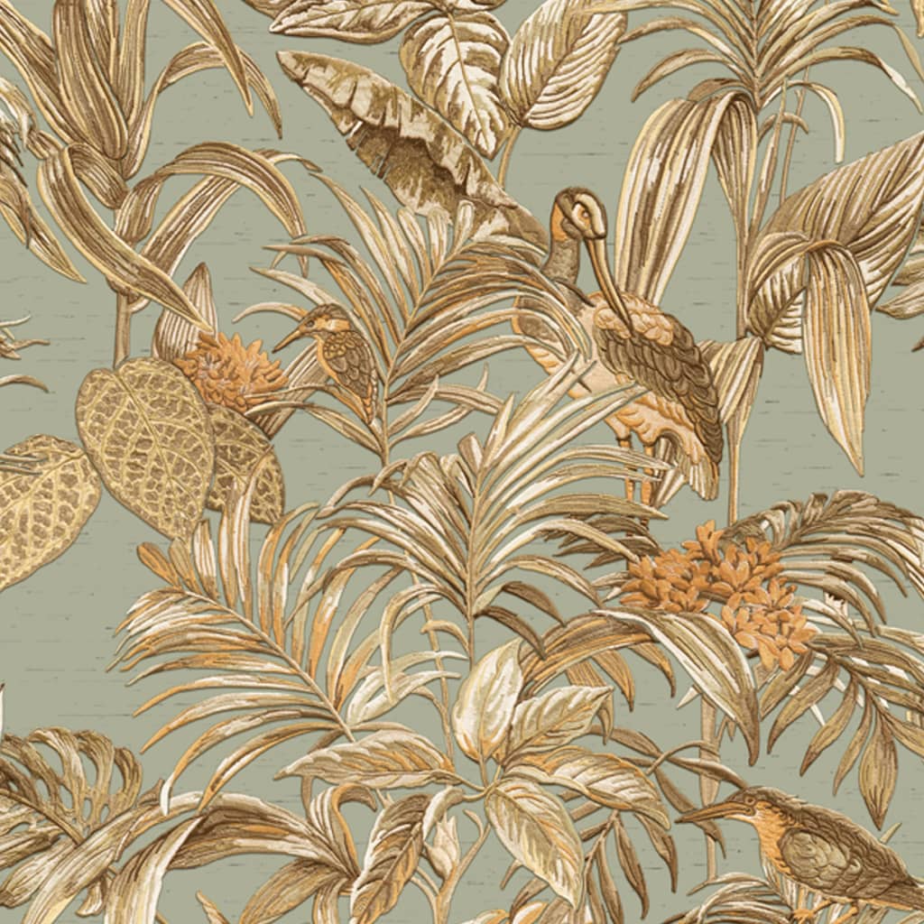 Dutch wallcoverings dutch wallcoverings behang bird-of-paradise groenblauw