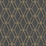 Dutch wallcoverings dutch wallcoverings behang hexagonal zwart en goudkleurig