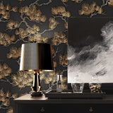 Dutch wallcoverings dutch wallcoverings behang pine tree zwart en goudkleurig