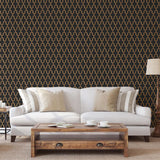 Dutch wallcoverings dutch wallcoverings behang geometric zwart en goudkleurig