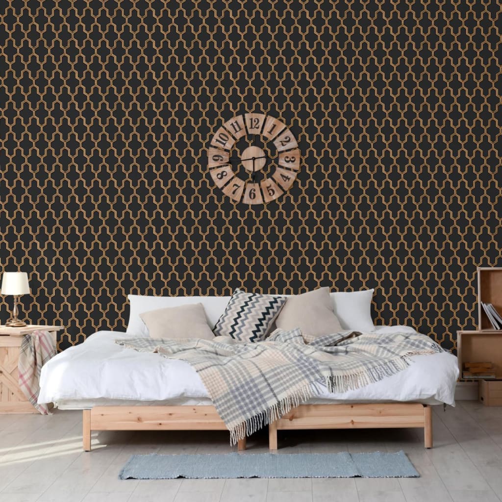 Dutch wallcoverings dutch wallcoverings behang geometric zwart en goudkleurig