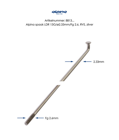 Spaken Alpina rvs 13-294 zonder nippel