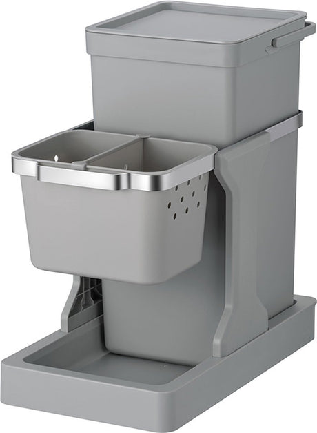 Eko - deco inbouwafvalemmer 20+4 liter - plastic stainless steel - grijs - prullenbak