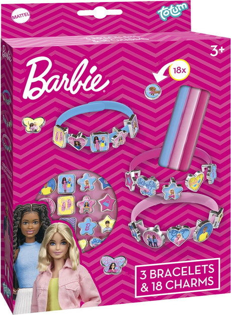 Totum barbie schuifarmbandjes maken - 3 stuks - met 18 bedels - speelgoed kinderen - knutselen - voor meisjes - ook voor kleuters - vanaf 3 jaar -