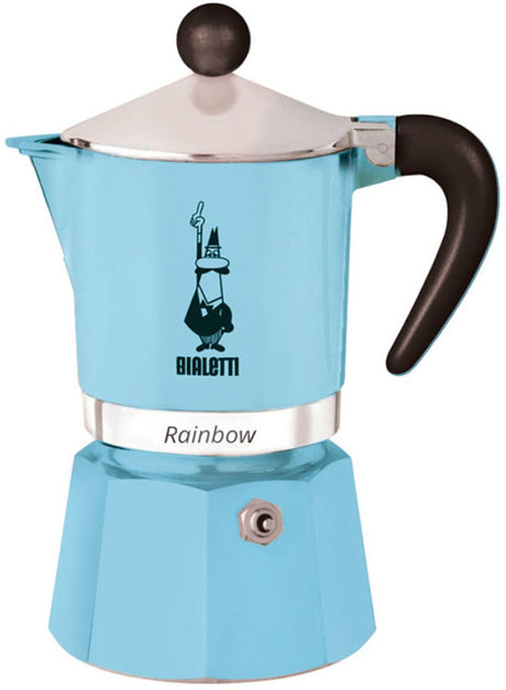 Bialetti rainbow azzurro 3 kops – espressopot – lichtblauw – aluminium – 130 ml