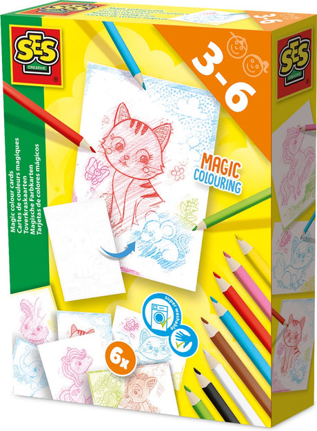 Ses creative toverkraskaarten - 6 kaarten met 8 kleurpotloden - vanaf 3 jaar - schoencadeautjes sinterklaas