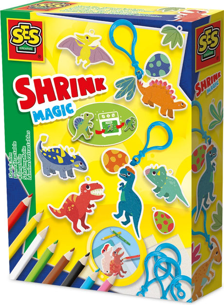 Ses creative krimpfolie - dino sleutelhangers - voor jongens vanaf 5 jaar - 6 stuks - knutselen - schoencadeautjes sinterklaas