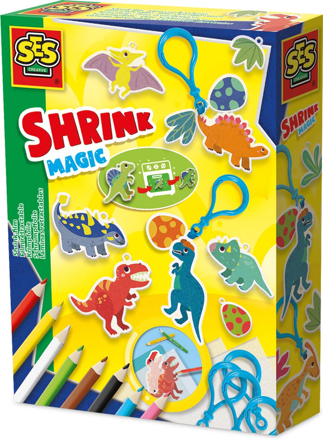 Ses creative krimpfolie - dino sleutelhangers - voor jongens vanaf 5 jaar - 6 stuks - knutselen - schoencadeautjes sinterklaas