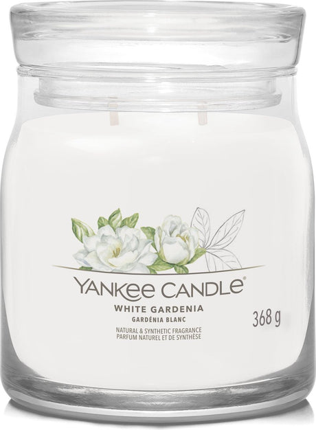 Yankee candle - white gardenia medium geurkaars - 50 branduren - 2 lonten
