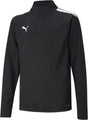 Puma teamliga 1 4 zip top jr unisex sportshirt - black- white 164