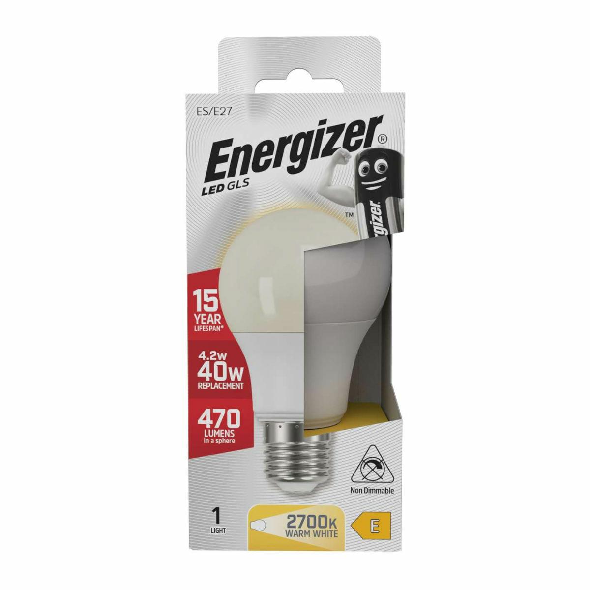 Energizer bollamp 4,2w 40w e27 470lm warmtekleur