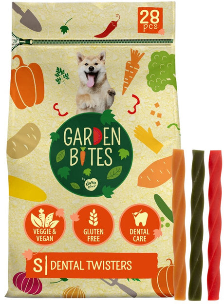 Garden bites duvoplus - dental twisters hondensnacks - hondensnoepjes - vegetarisch glutenvrij - small 28st