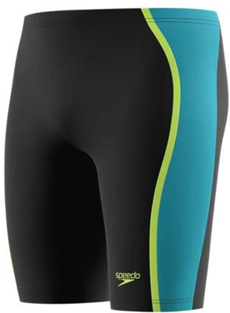 Speedo solid splice jammer heren - chloorbestendige zwembroek heren - kleurvaste lange zwemshort heren - sportzwembroek heren met trekkoord - zwart groen - xl