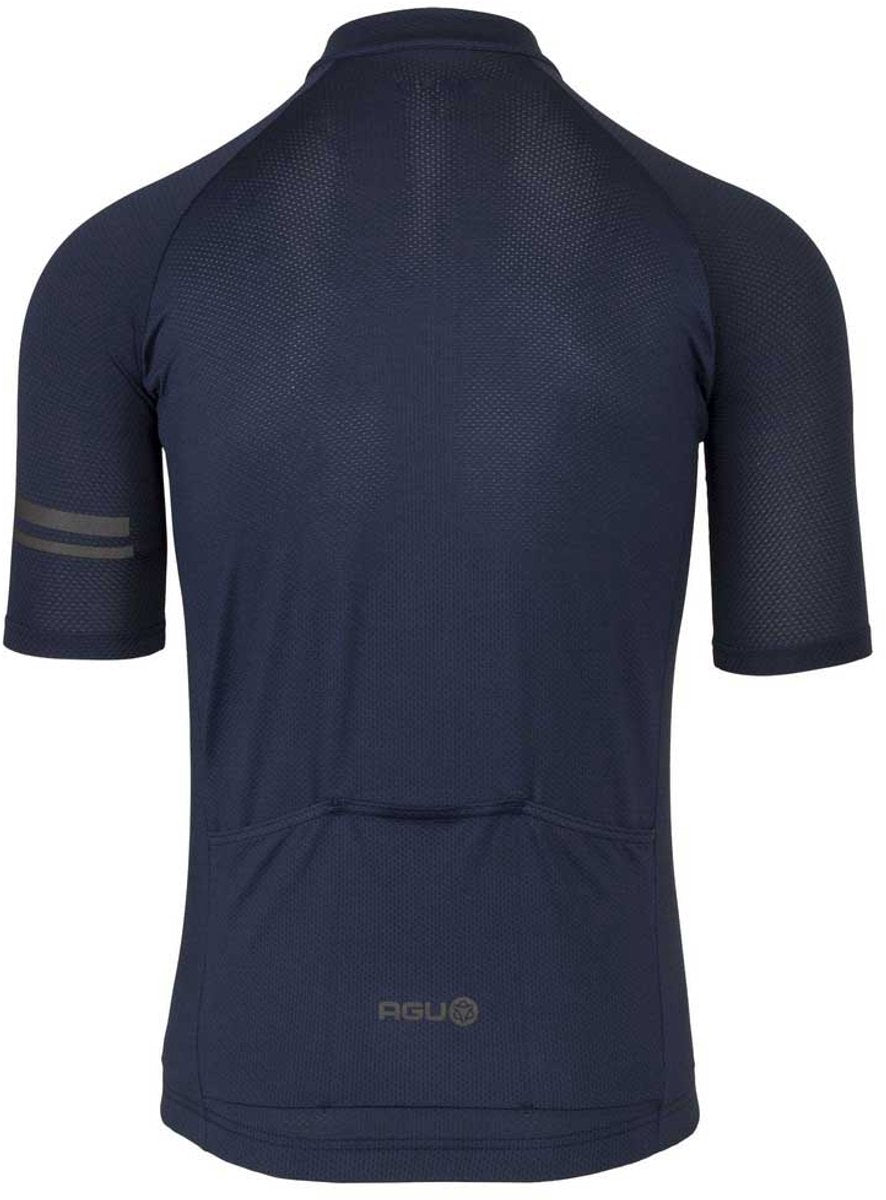 Agu core fietsshirt heren korte mouwen - deep blue - drie achterzakken - ykk-rits over de hele lengte - sneldrogend interlock
