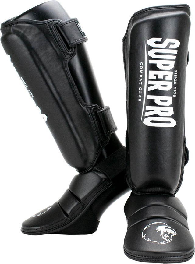 Super pro combat gear scheenbeschermer protector zwart wit extra small