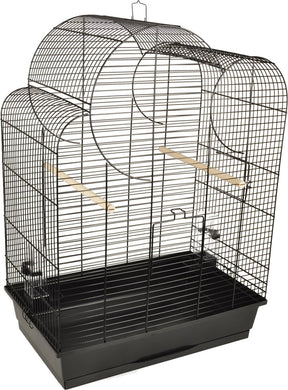 Flamingo vogelkooi – parkietenkooi wammer 1 zwart – 54x34x75 cm – met zitstokken eetbakjes – voor parkieten one size