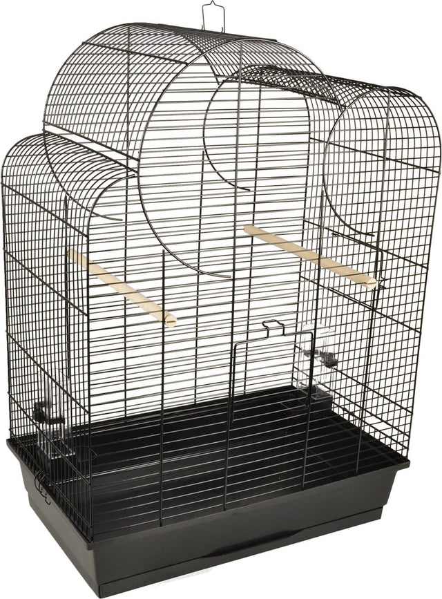 Flamingo vogelkooi – parkietenkooi wammer 1 zwart – 54x34x75 cm – met zitstokken eetbakjes – voor parkieten one size