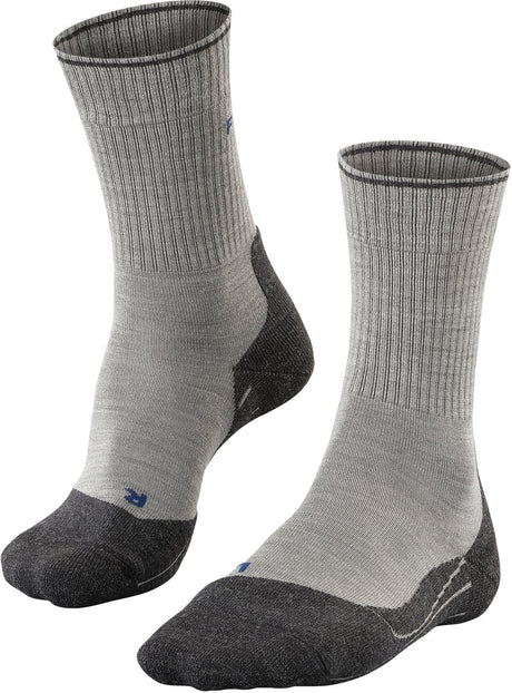 Falke tk2 explore wool silk medium padding wol functioneel materiaal wandelsokken heren grijs - maat 44-45
