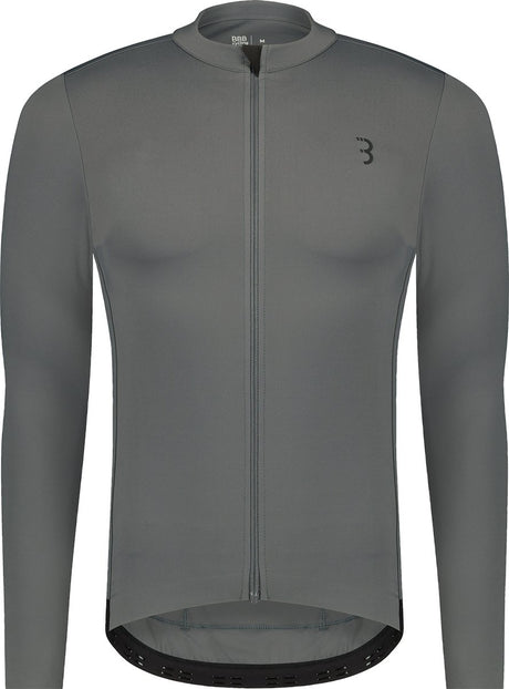 Bbb cycling essence ls - fietsshirt heren lange mouwen - 10-15 °c - ademend mtb en wielrenshirt met 3 achterzakken - donker grijs l