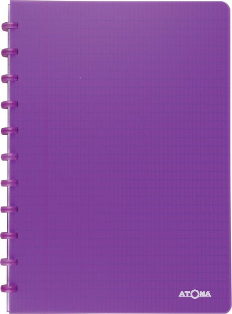 Atoma - trendy schrift - a4 - 144 bladzijden - commercieel geruit - transparant paars