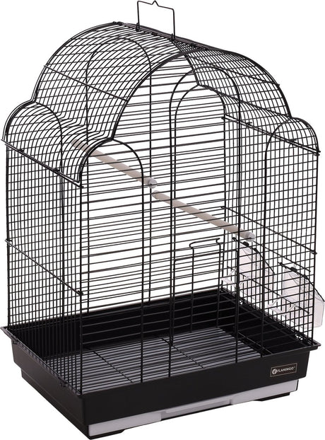 Flamingo vogelkooi – parkietenkooi bali zwart 42x30x57,5cm – stijlvolle metalen kooi met accessoires voor parkieten