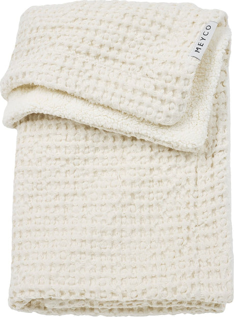 Meyco baby wafel teddy wiegdeken - nature - 75x100cm - 2.0 tog